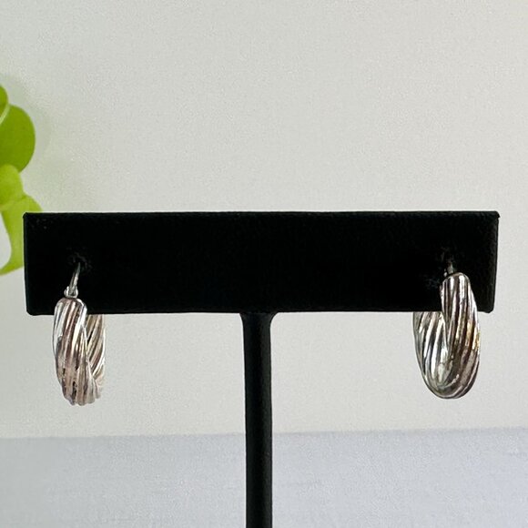 Sterling Silver Twisted Rope Hoop Earrings .75" Lightweight Jewelry - Picture 4 of 6